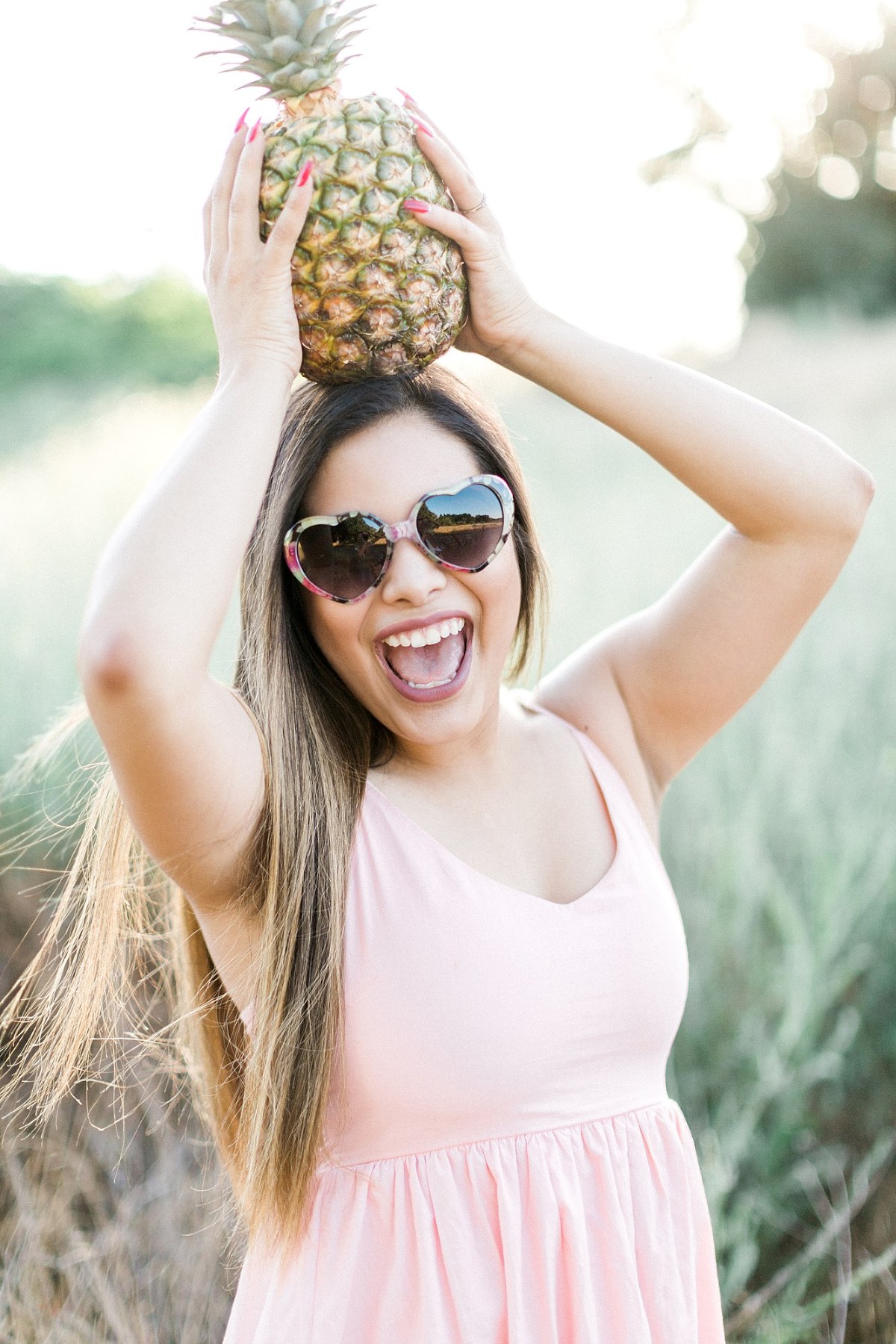 girl with a pineapple on her head
